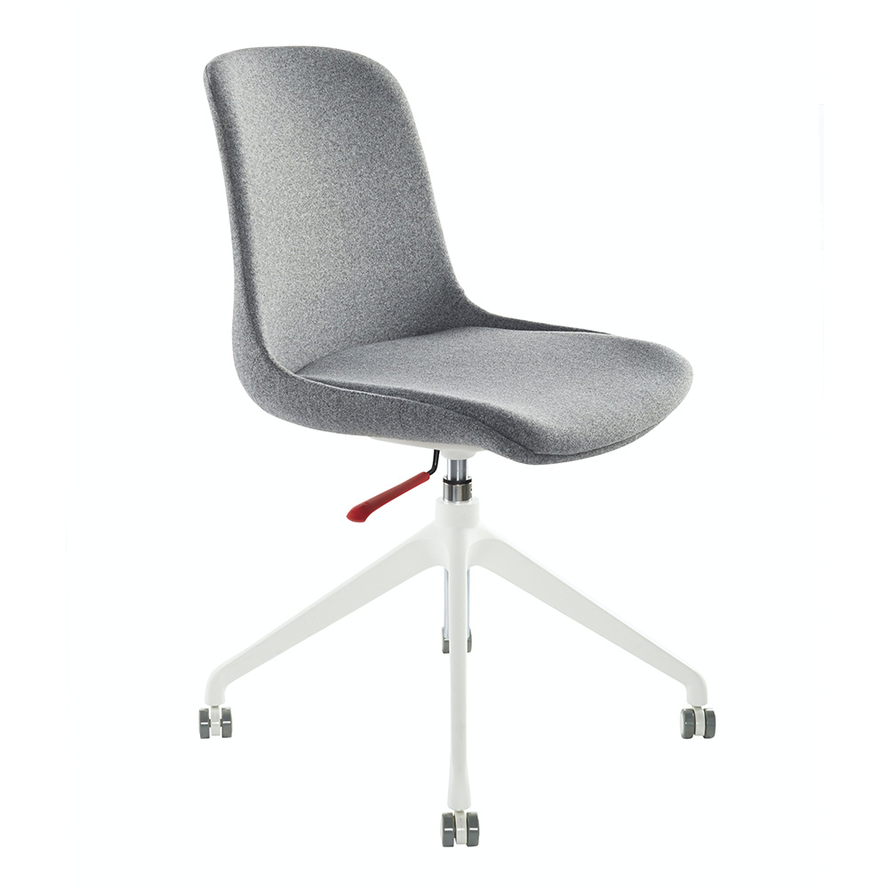 Viola Meeting Chair grey fabric with white castor base