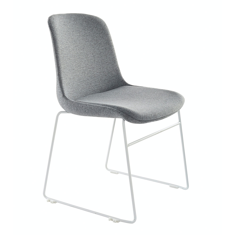Viola sled chair grey fabric with white frame