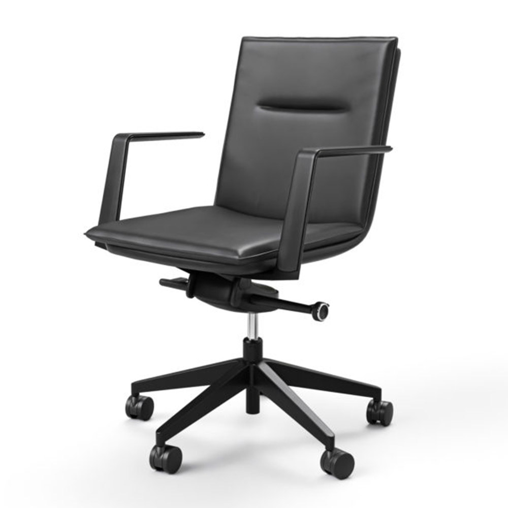 Cubo black leather meeting chair