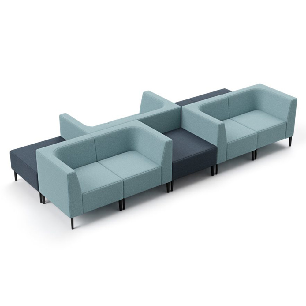 Haven modular lounging back to back arrangement with ottomans in teal