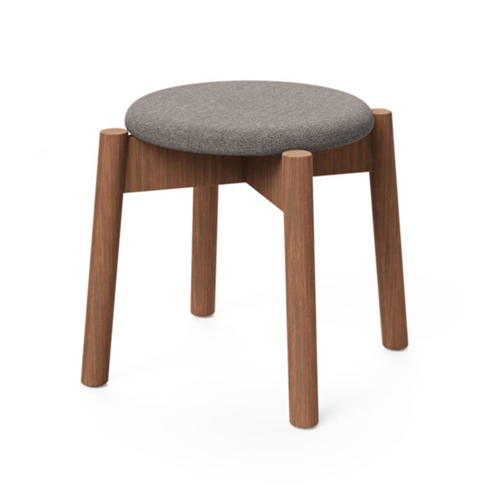 Koppla stool timber base upholstered seat pad in grey