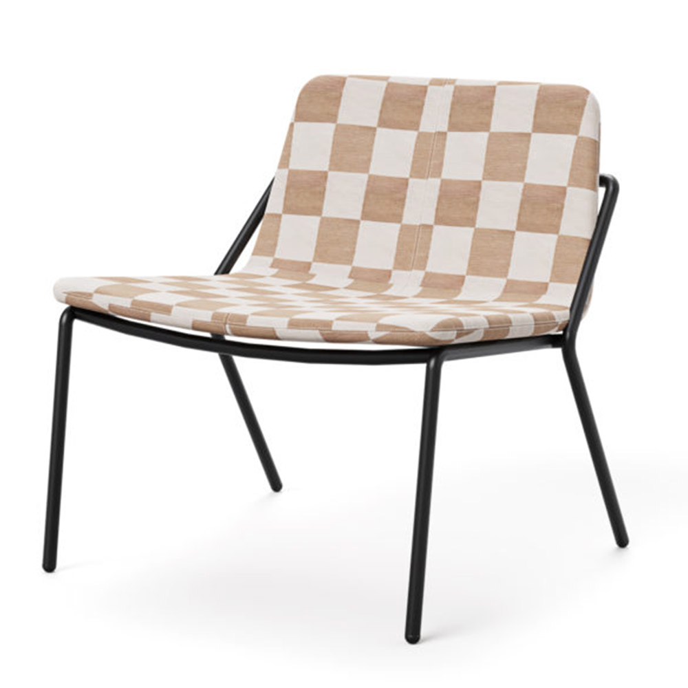 Madrid lounge chair with white and orange check pattern