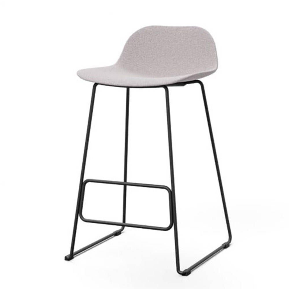 Marco sled stool with grey upholstery and black frame