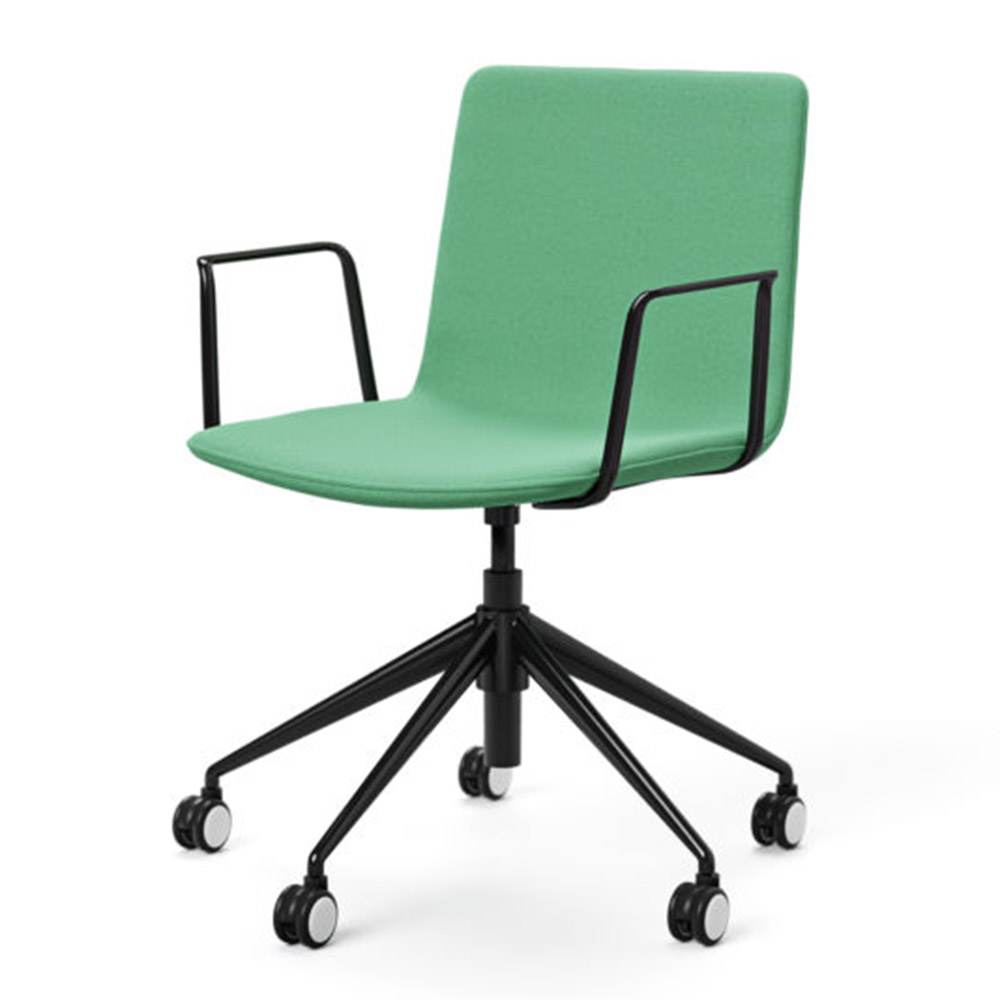 Pixel 5 Castor chair black base with green upholstery