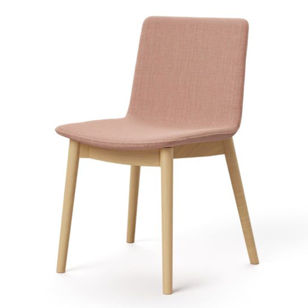 Pixel timber chair with pink upholstery