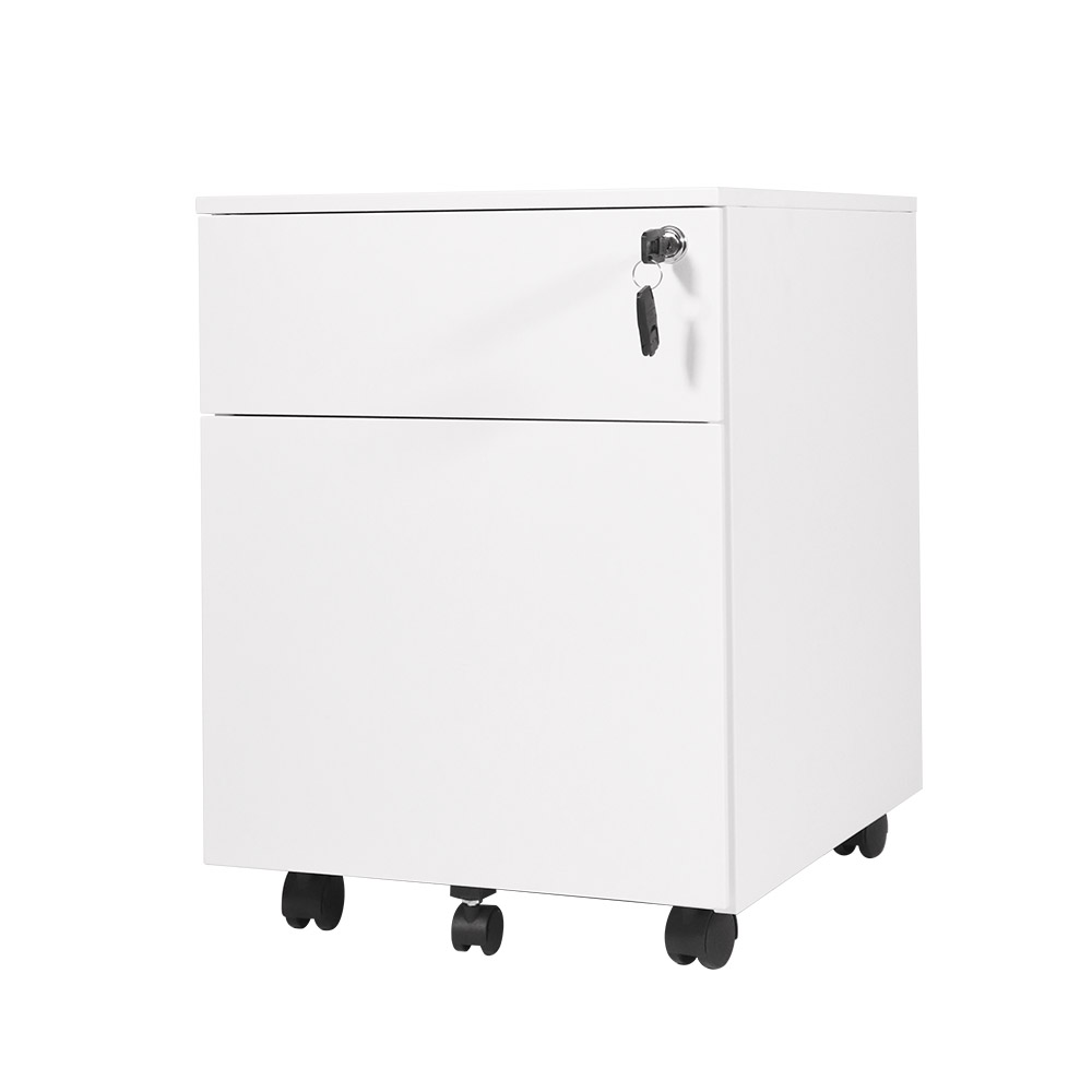 Low height steel mobile pedestal white