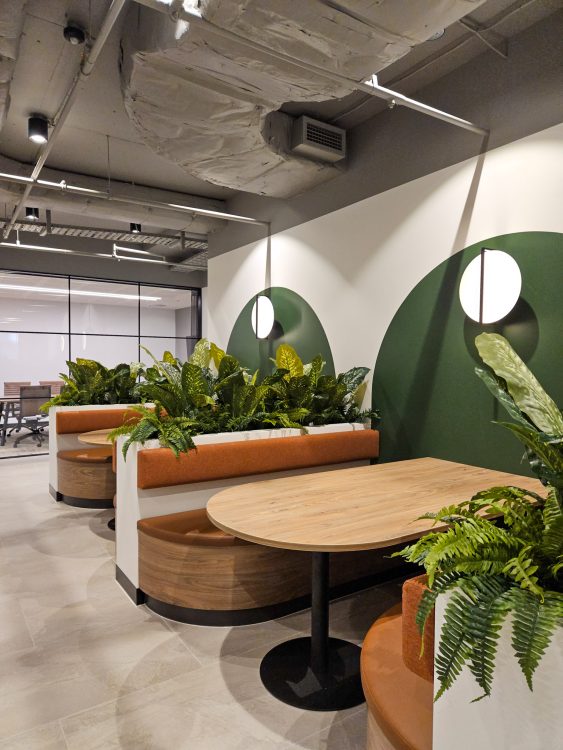 Office booths with planters