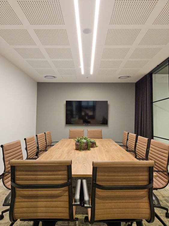 Office meeting room with leather chairs